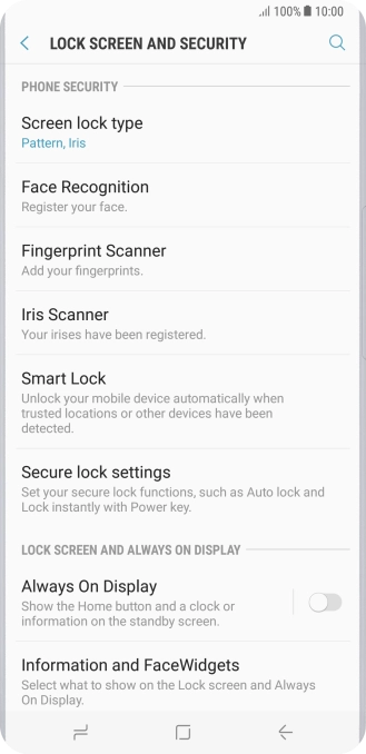 Press Screen lock type and key in the current phone lock code. Press Screen lock type and key in the current phone lock code.