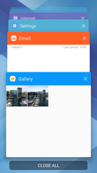 To end one running application, slide your finger right on the required application.