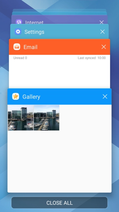 To end one running application, slide your finger right on the required application.