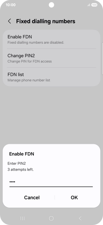Key in your PIN2 and press OK.