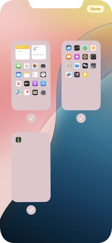 Press the field below the required home screen page to turn page view on or off. Press the field below the required home screen page to turn page view on or off.