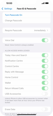 Press Turn Passcode On and key in a phone lock code of your own choice twice.
