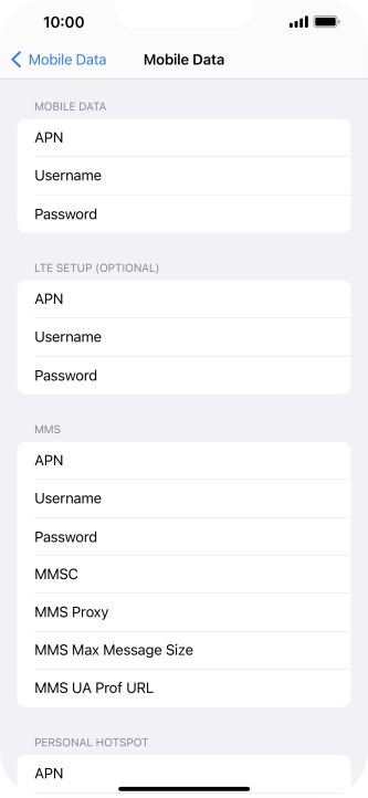 Press APN and key in live.vodafone.com.
