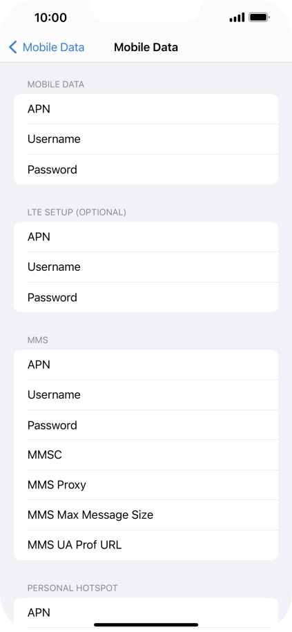 Press APN and key in live.vodafone.com.