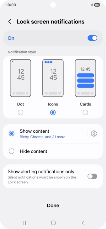 Press the required settings to turn them on or off.