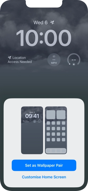To use the same colour theme on the home screen, press Set as Wallpaper Pair. To use the same colour theme on the home screen, press Set as Wallpaper Pair.