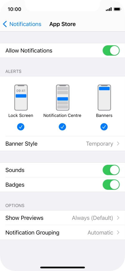 Press the indicator next to 