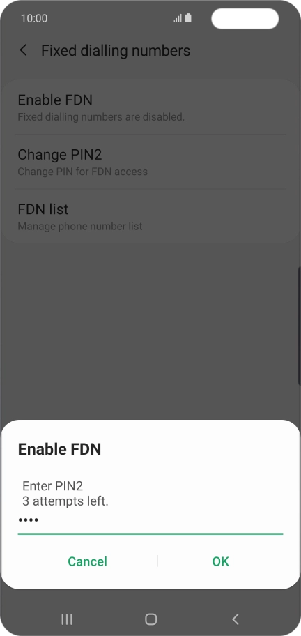 Key in your PIN2 and press OK.