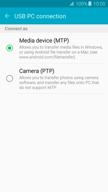 Press Media device (MTP) to turn on the function.