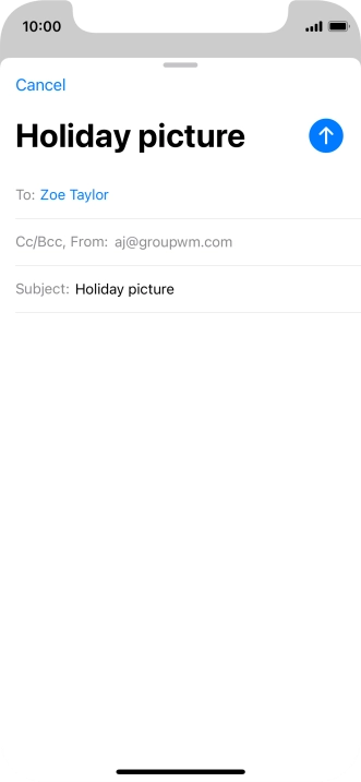 Press the text input field and write the text for your email message.