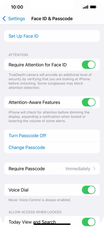 Press Turn Passcode Off and key in the phone lock code.