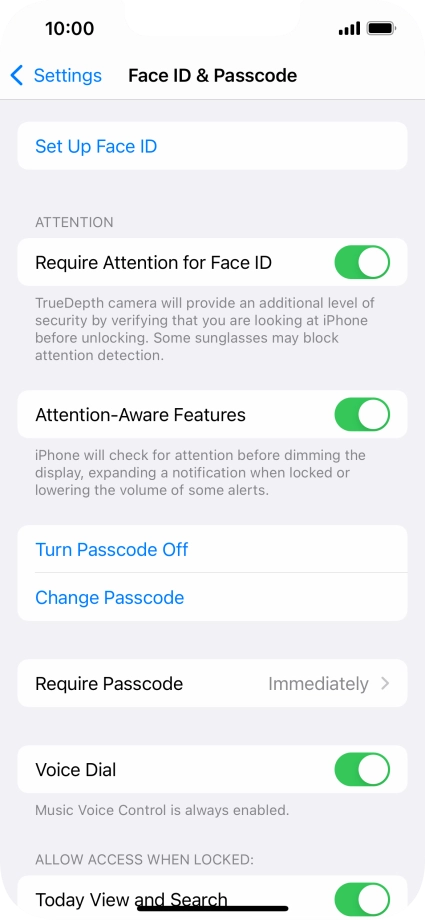Press Turn Passcode Off and key in the phone lock code.