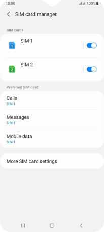Press the indicator next to the required SIM.
