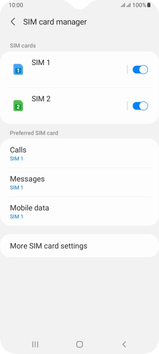 Press the indicator next to the required SIM.