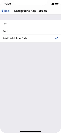 To turn off background refresh of apps, press Off. To turn off background refresh of apps, press Off.