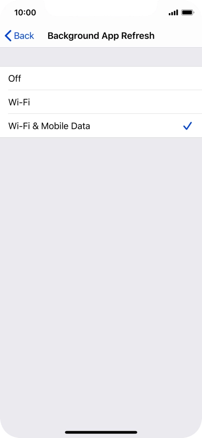 To turn off background refresh of apps, press Off. To turn off background refresh of apps, press Off.