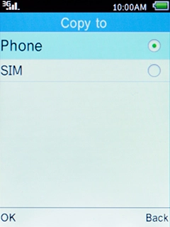 Select Phone and press the Left selection key.