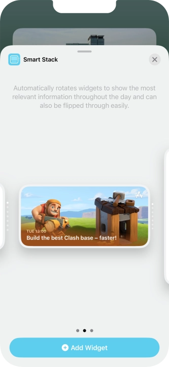 Slide your finger right or left on the screen to select the required widget size. Slide your finger right or left on the screen to select the required widget size.