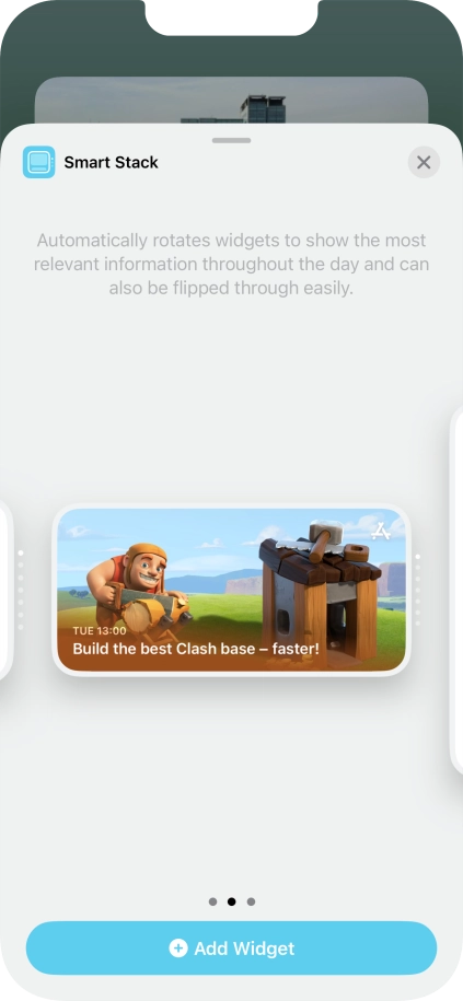 Slide your finger right or left on the screen to select the required widget size. Slide your finger right or left on the screen to select the required widget size.