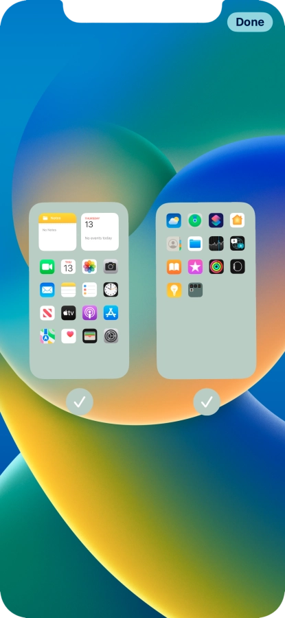 Press the fields below the required home screens to select or deselect them.