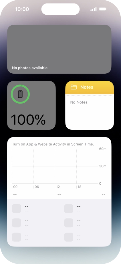 Slide your finger up or down on the screen to see more widgets.