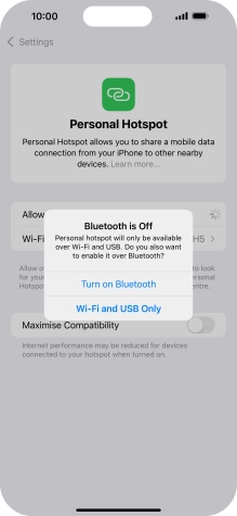 If Wi-Fi is turned on, press Wi-Fi and USB Only.
