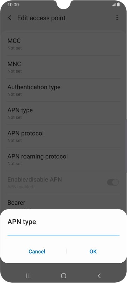 Key in default and press OK.