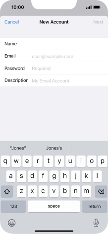 Press Email and key in your email address.