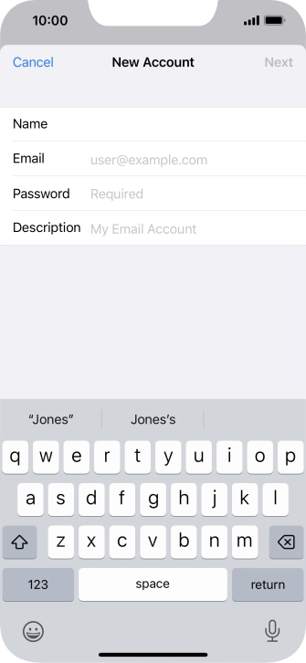 Press Email and key in your email address.