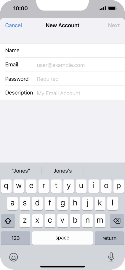 Press Email and key in your email address.