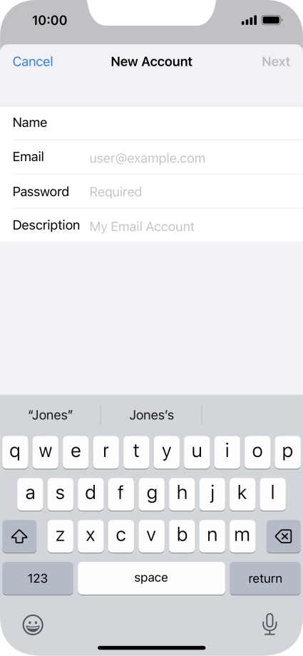 Press Email and key in your email address.