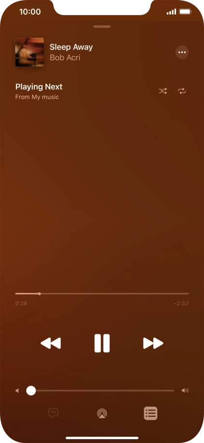 Press the shuffle icon to turn the function on or off.