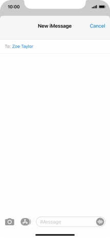 If the recipient can receive iMessages, iMessage is displayed in the text input field.
