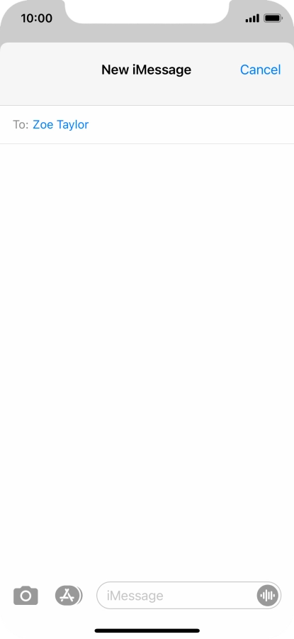 If the recipient can receive iMessages, iMessage is displayed in the text input field.