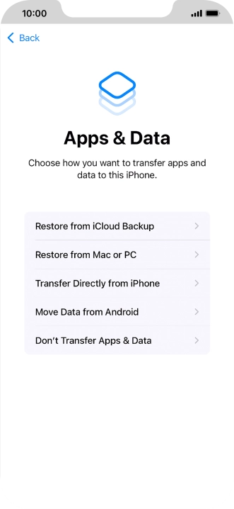 Press Don't Transfer Apps & Data and follow the instructions on the screen to finish the activation.
