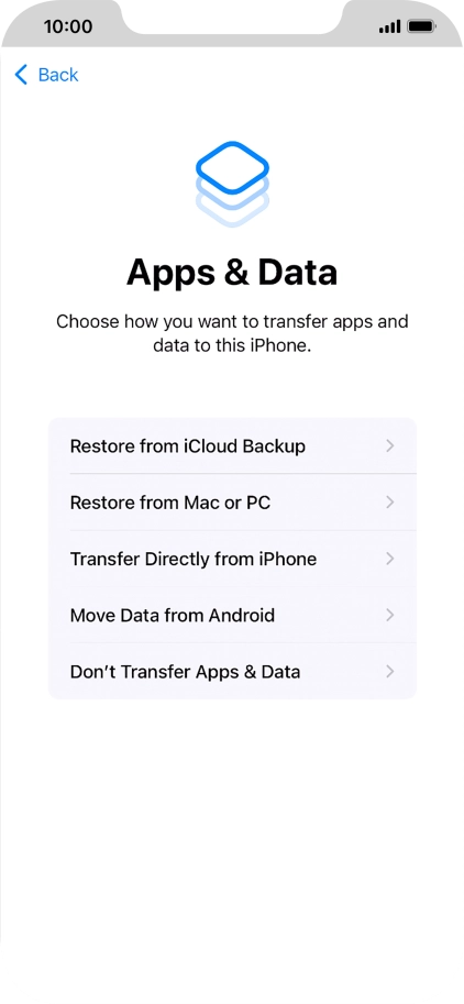 Press Don't Transfer Apps & Data and follow the instructions on the screen to finish the activation.