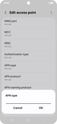Key in default and press OK.