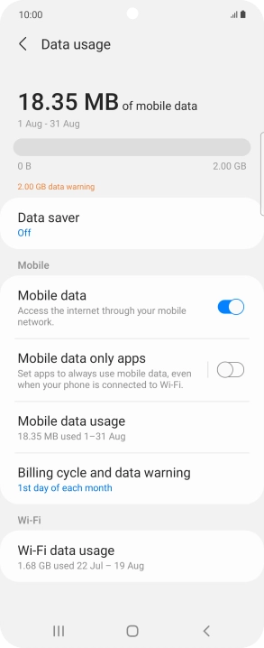 The total data usage is displayed.