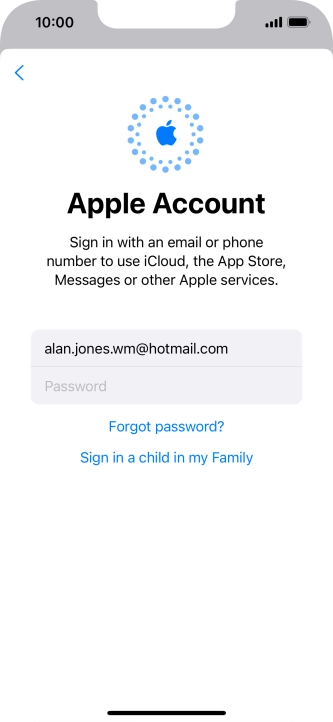 Press Password and key in the password for your Apple ID.