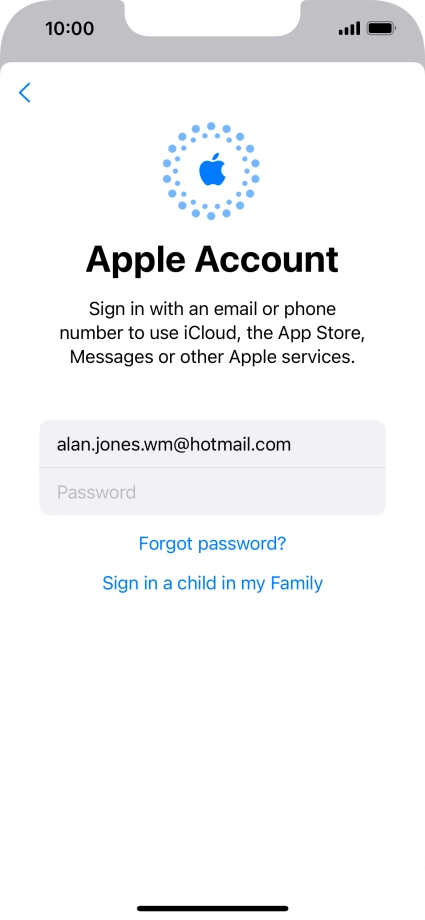 Press Password and key in the password for your Apple ID.