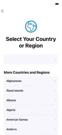Press the required country or area.