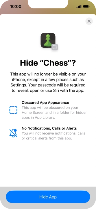 Press Hide App.