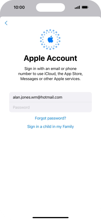 Press Password and key in the password for your Apple ID.