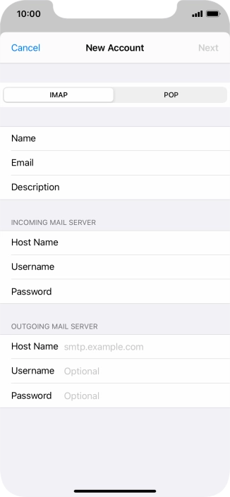 Press Host Name and key in mail.vodafone.ie.