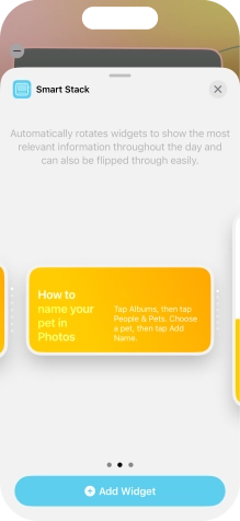 Slide your finger right or left on the screen to select the required widget size. Slide your finger right or left on the screen to select the required widget size.