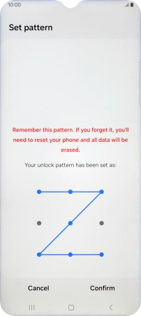 Repeat the selected phone lock code and press Confirm.