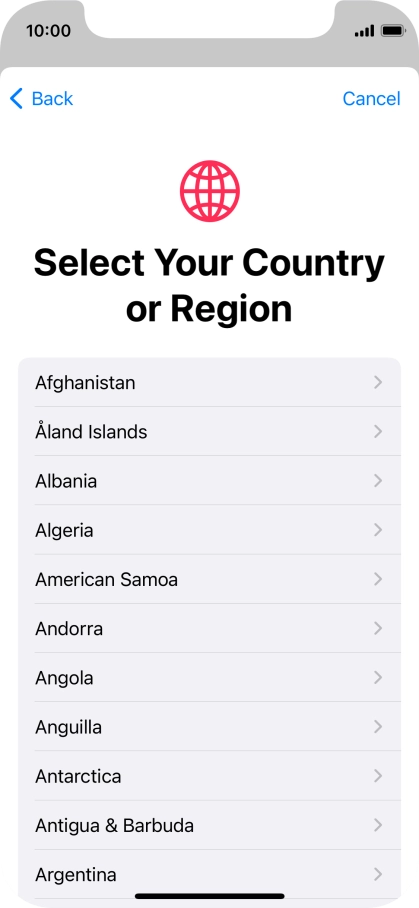 Press the required country.