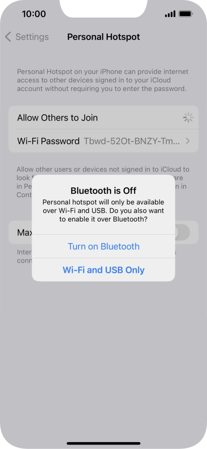 If Wi-Fi is turned on, press Wi-Fi and USB Only.