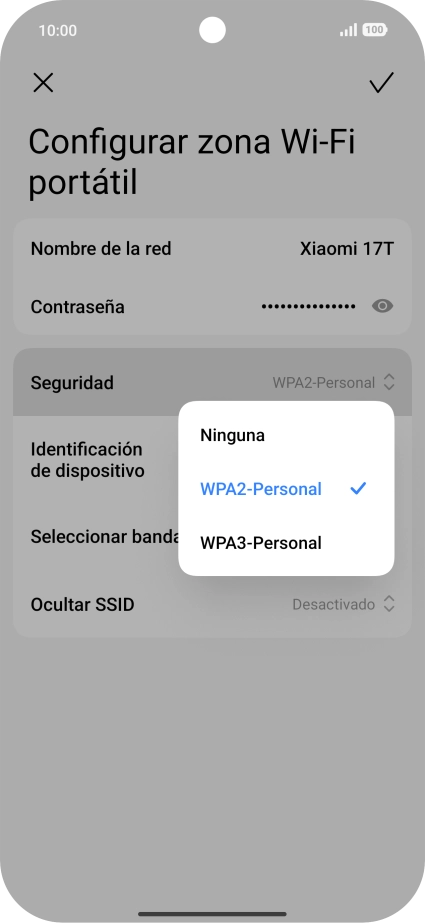 Pulsa WPA3-Personal para proteger la conexión wifi con una contraseña. Pulsa WPA3-Personal para proteger la conexión wifi con una contraseña.