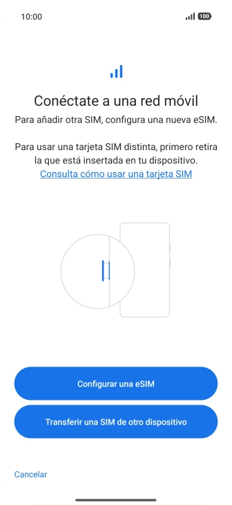 Pulsa Configurar una eSIM. Pulsa Configurar una eSIM.